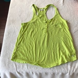 Neon yellow razor back tank top with frocket